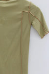 BASERANGE Ruffled Ribbed Cotton T-Shirt BAS-TTO3-RB-AU23-HUILV Gray Green TTO3-RB-000